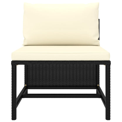 10-tlg. Garten-Lounge-Set mit Kissen Poly Rattan Schwarz