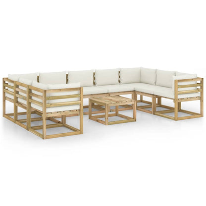 10-tlg. Garten-Lounge-Set mit Kissen Imprägniertes Kiefernholz