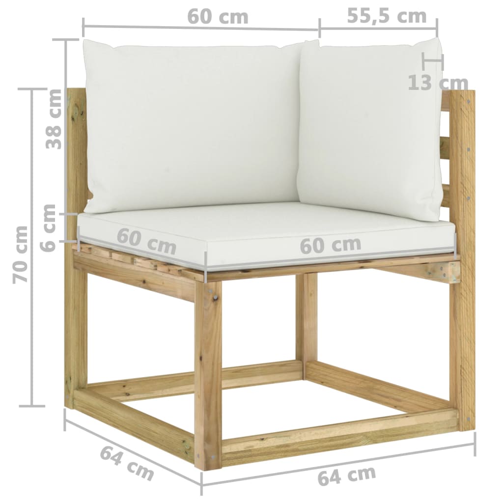 10-tlg. Garten-Lounge-Set mit Kissen Imprägniertes Kiefernholz