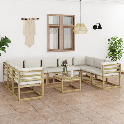 10-tlg. Garten-Lounge-Set mit Kissen Imprägniertes Kiefernholz