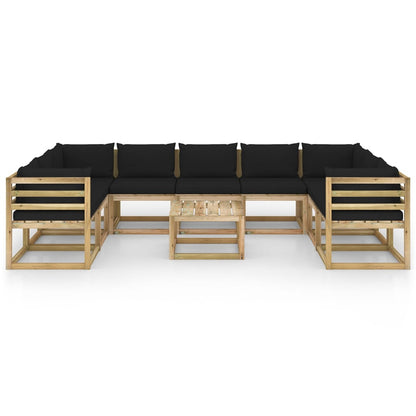 10-tlg. Garten-Lounge-Set mit Kissen Imprägniertes Kiefernholz