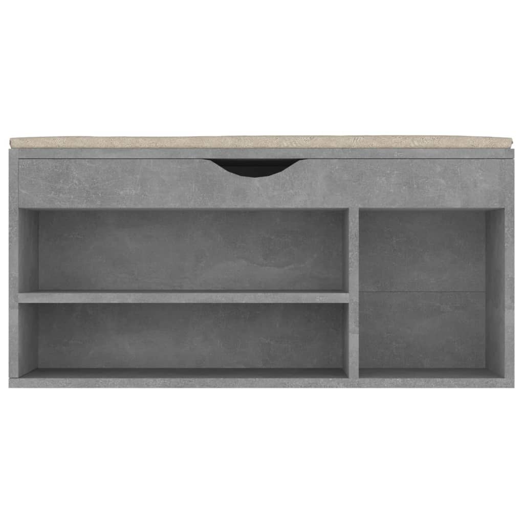 Schuhbank mit Kissen Betongrau 104x30x49 cm Holzwerkstoff