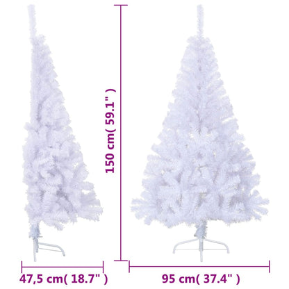 Künstlicher Halb-Weihnachtsbaum mit Ständer Weiß 150 cm PVC