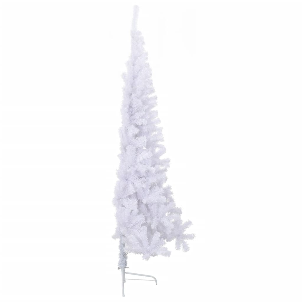 Künstlicher Halb-Weihnachtsbaum mit Ständer Weiß 210 cm PVC