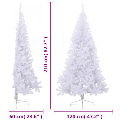 Künstlicher Halb-Weihnachtsbaum mit Ständer Weiß 210 cm PVC