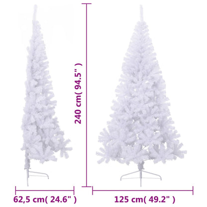 Künstlicher Halb-Weihnachtsbaum mit Ständer Weiß 240 cm PVC