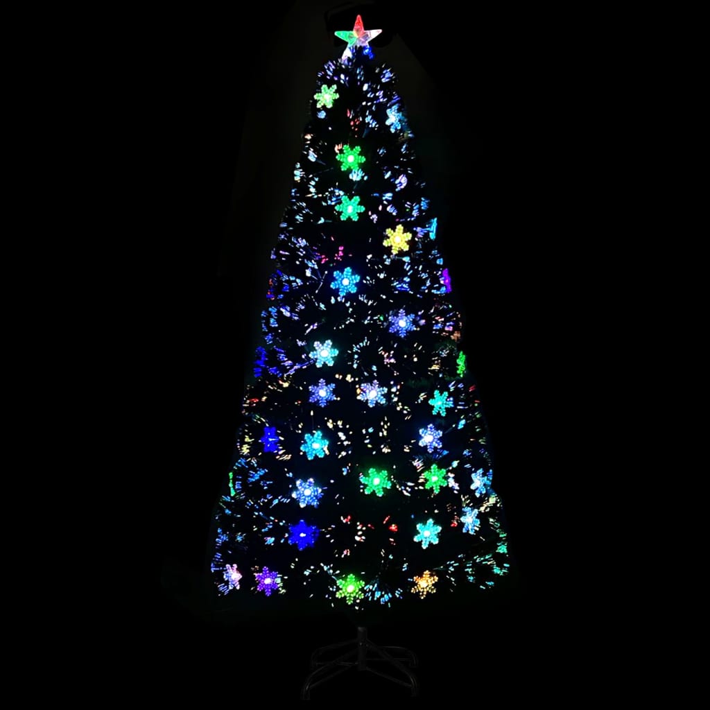 Weihnachtsbaum mit LED-Schneeflocken Schwarz 150 cm Fiberoptik