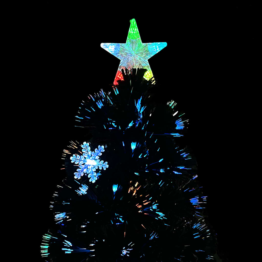 Weihnachtsbaum mit LED-Schneeflocken Schwarz 150 cm Fiberoptik