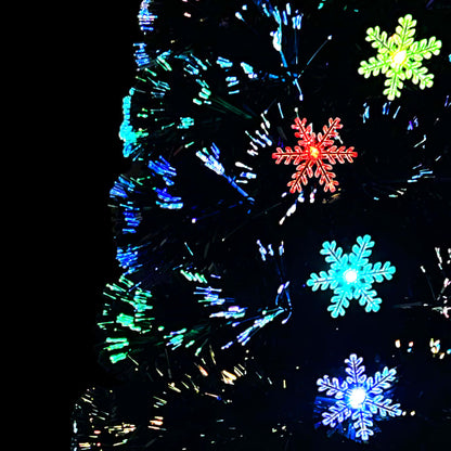 Weihnachtsbaum mit LED-Schneeflocken Schwarz 150 cm Fiberoptik