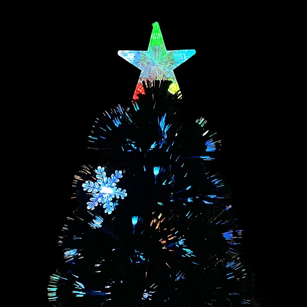 Weihnachtsbaum mit LED-Schneeflocken Schwarz 180 cm Fiberoptik