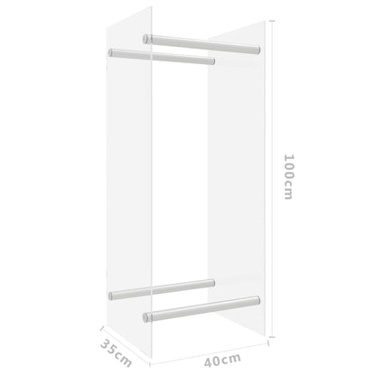 Brennholzregal Transparent 40x35x100 cm Hartglas