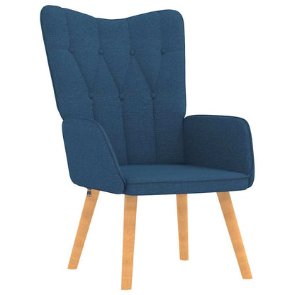 Relaxsessel mit Hocker Blau Stoff