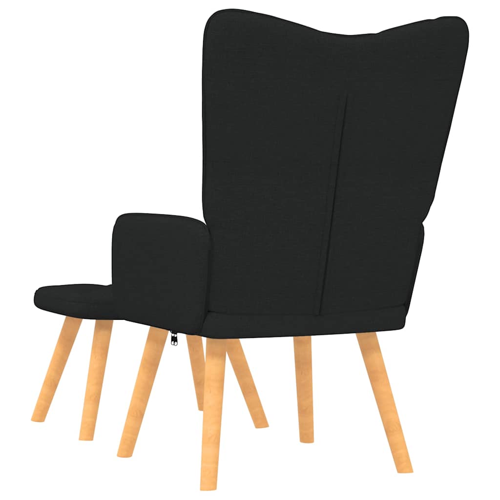 Relaxsessel mit Hocker Schwarz Stoff