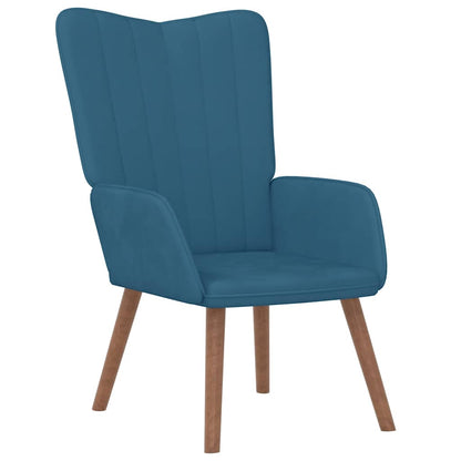 Relaxsessel mit Hocker Blau Samt