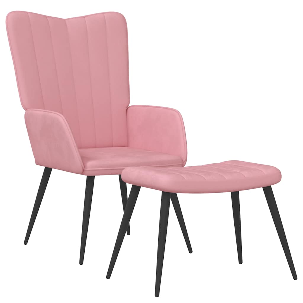 Relaxsessel mit Hocker Rosa Samt