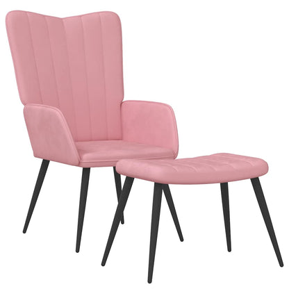 Relaxsessel mit Hocker Rosa Samt