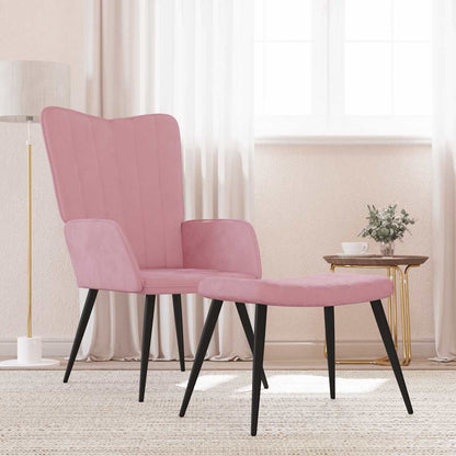 Relaxsessel mit Hocker Rosa Samt