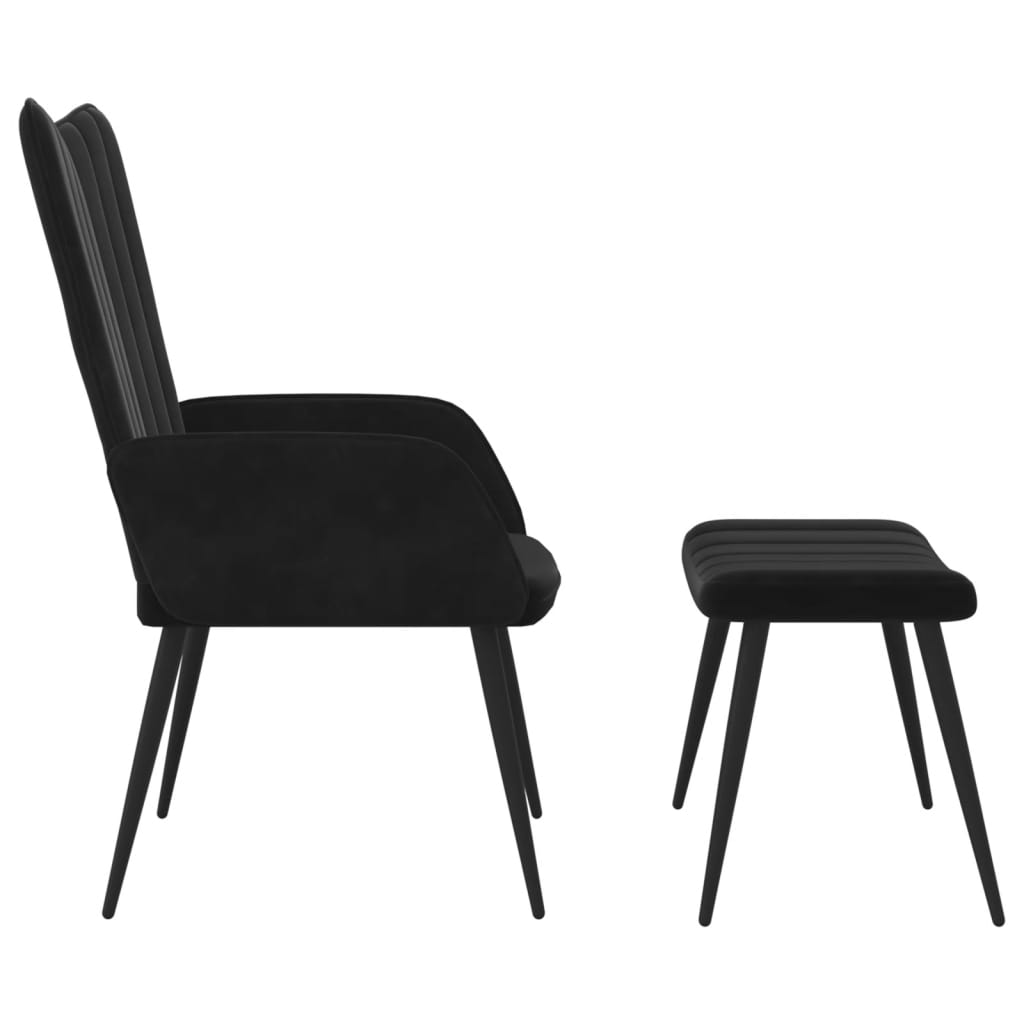 Relaxsessel mit Hocker Schwarz Samt