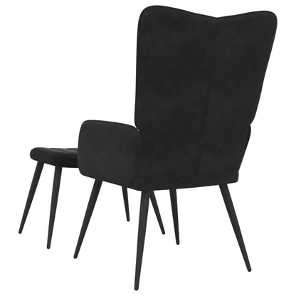 Relaxsessel mit Hocker Schwarz Samt