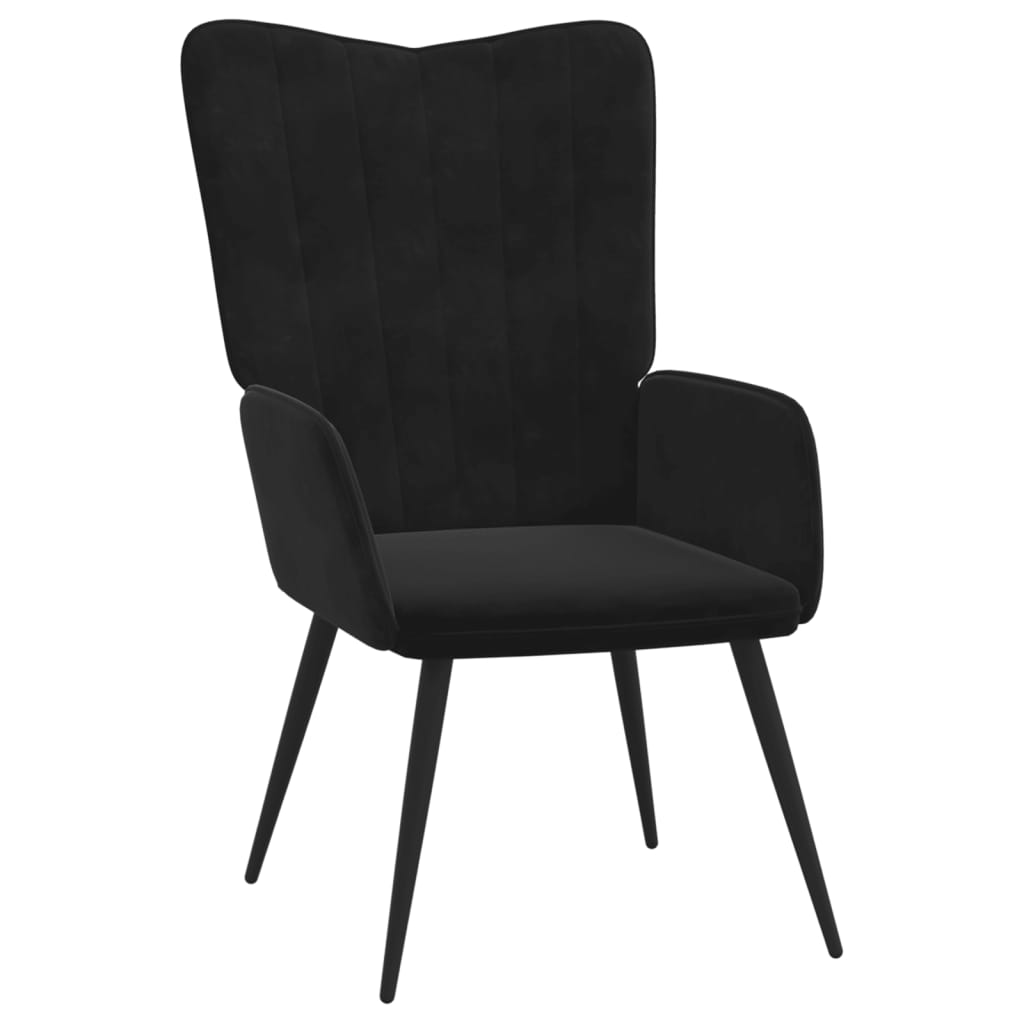 Relaxsessel mit Hocker Schwarz Samt