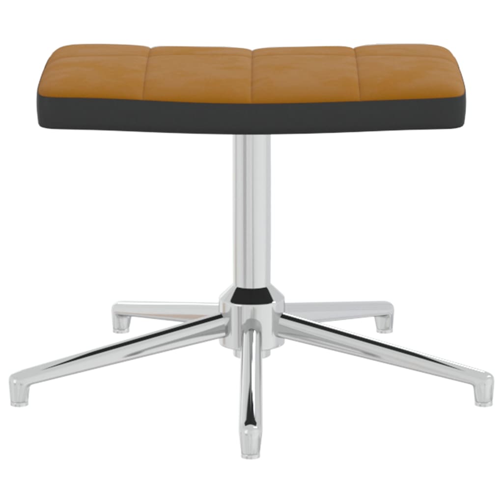 Relaxsessel mit Hocker Braun Samt und PVC