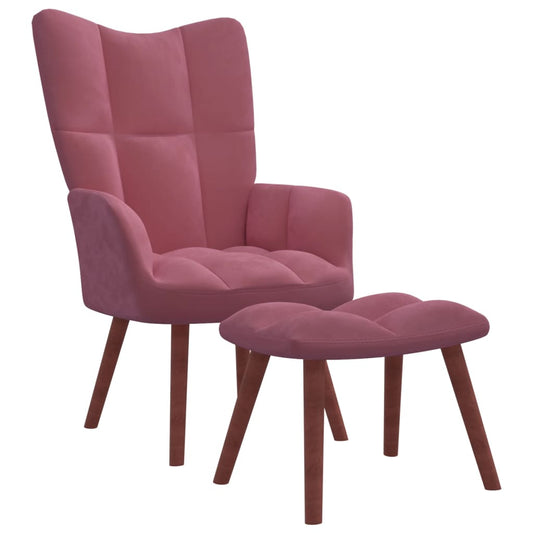 Relaxsessel mit Hocker Rosa Samt