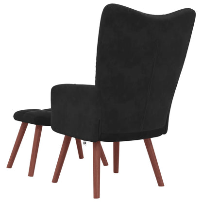 Relaxsessel mit Hocker Schwarz Samt