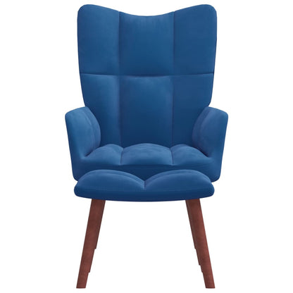 Relaxsessel mit Hocker Blau Samt