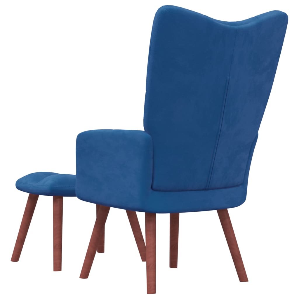 Relaxsessel mit Hocker Blau Samt