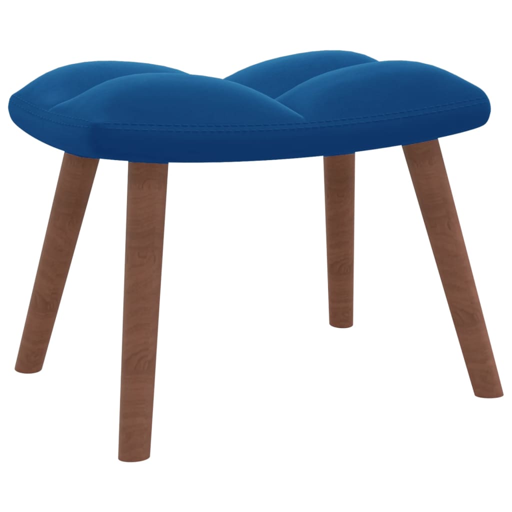 Relaxsessel mit Hocker Blau Samt