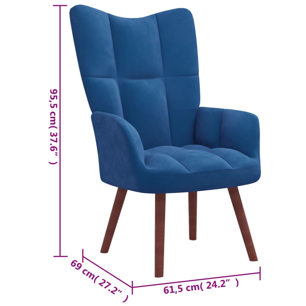 Relaxsessel mit Hocker Blau Samt