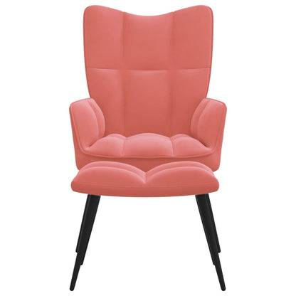 Relaxsessel mit Hocker Rosa Samt