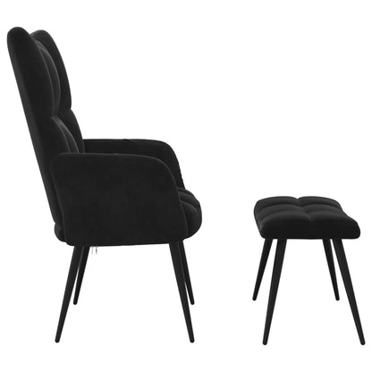 Relaxsessel mit Hocker Schwarz Samt