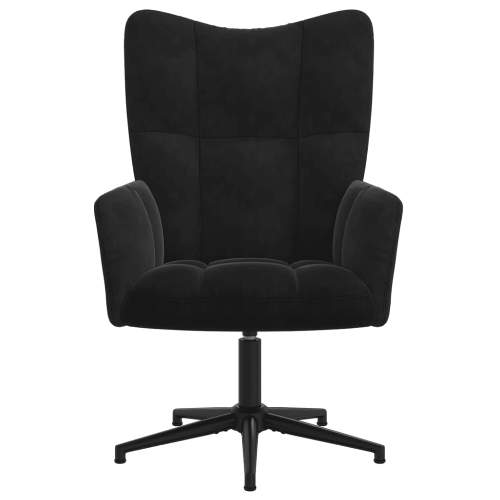 Relaxsessel mit Hocker Schwarz Samt