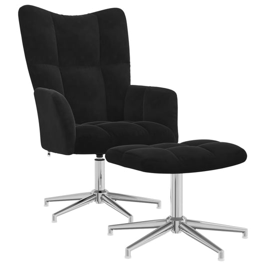 Relaxsessel mit Hocker Schwarz Samt