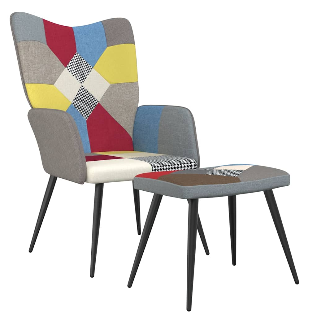 Relaxsessel mit Hocker Patchwork Stoff