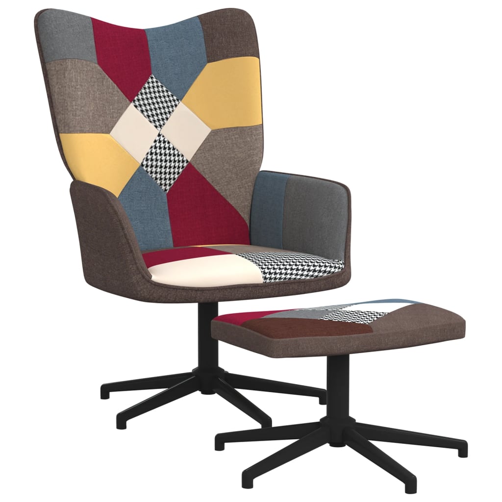 Relaxsessel mit Hocker Patchwork Stoff