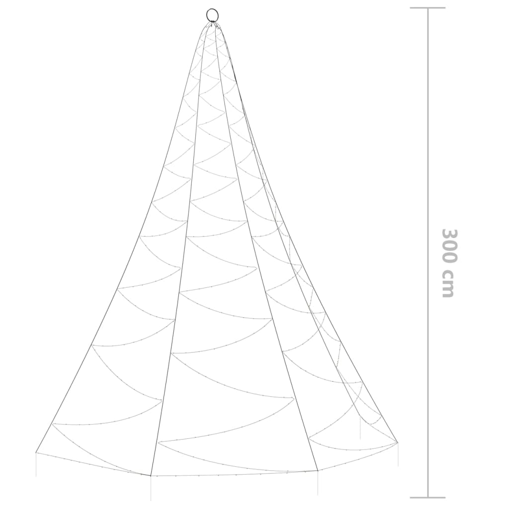 Weihnachtsbaum an der Wand mit Metallhaken 260 LED Warmweiß 3 m