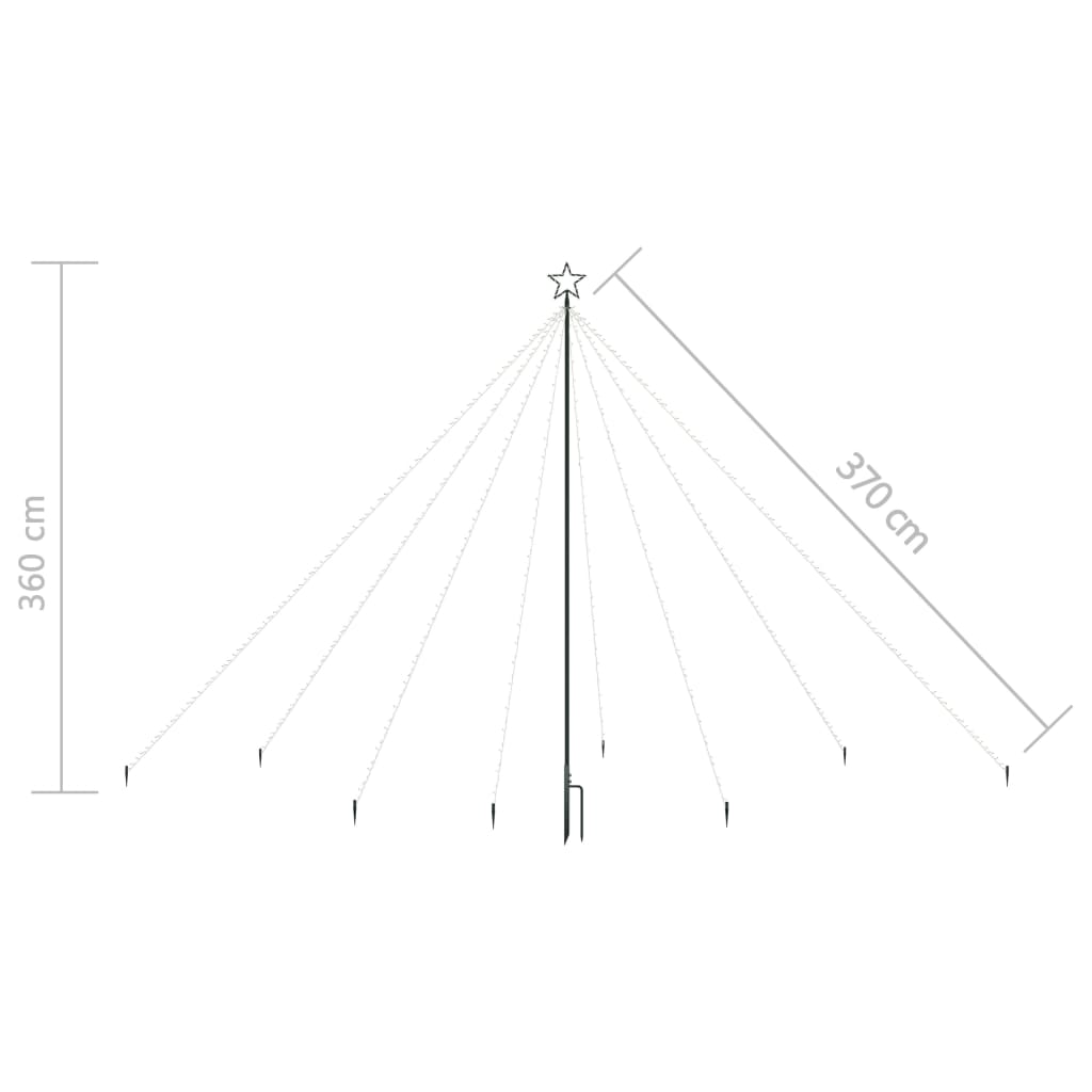 Weihnachtsbaum-Lichterketten Outdoor 576 LEDs Kaltweiß 3,6 m