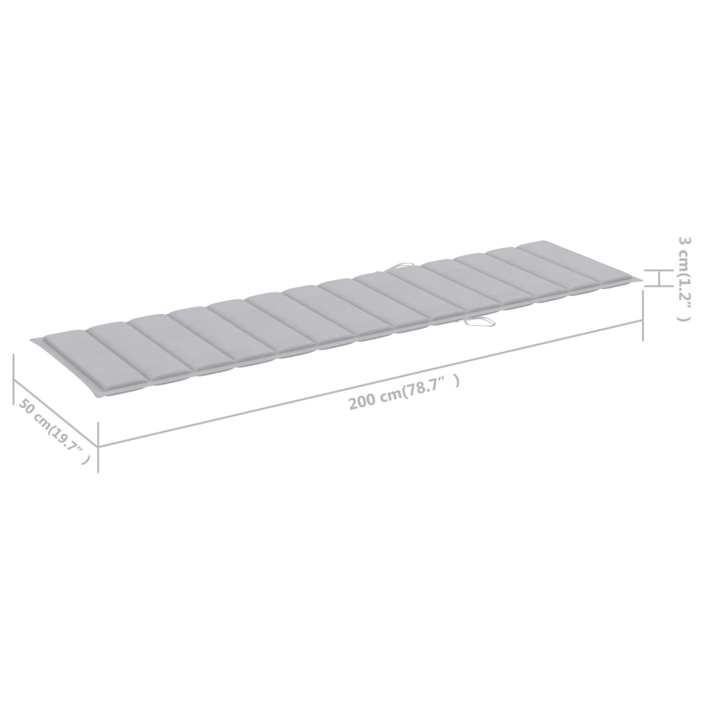 Sonnenliegen 2 Stk. mit Tisch und Auflagen Massivholz Teak