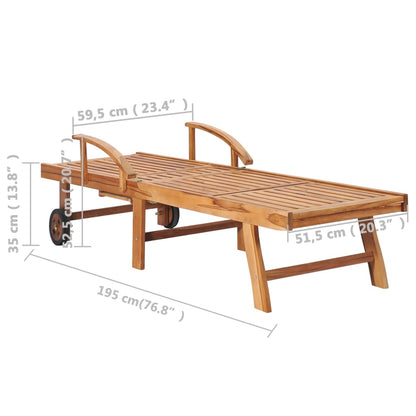 Sonnenliegen 2 Stk. mit Auflagen Anthrazit Massivholz Teak