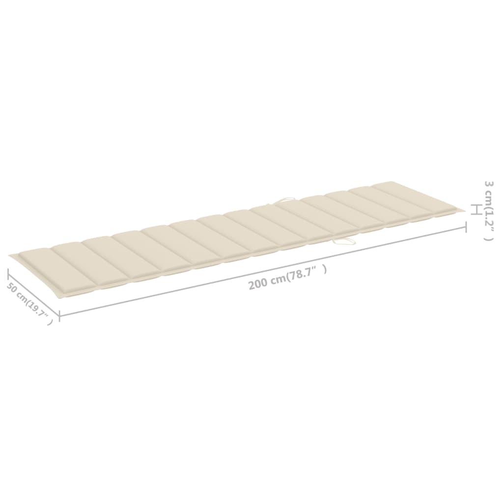 Sonnenliegen 2 Stk. mit Creme Auflagen Massivholz Teak