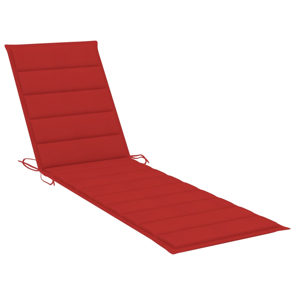 Sonnenliegen 2 Stk. mit Auflagen Rot Massivholz Teak