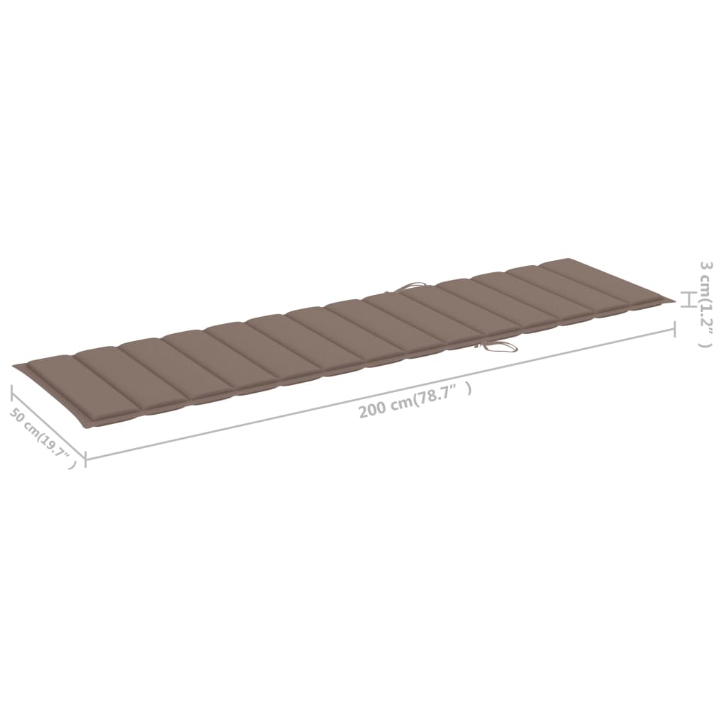 Sonnenliegen 2 Stk. mit Auflagen Taupe Massivholz Teak