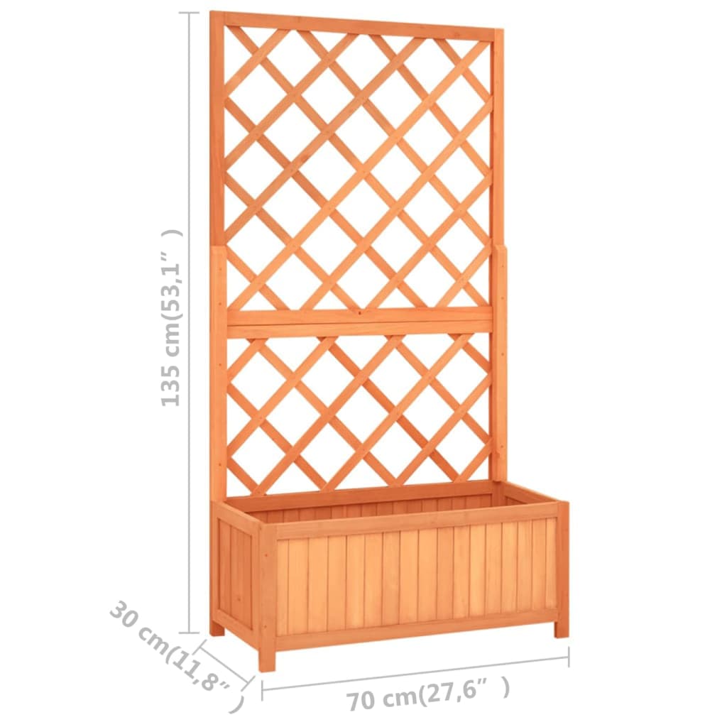 Garten-Spalier mit Blumenkasten Braun 70x30x135 cm Tannenholz