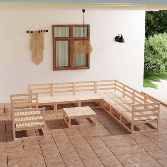 10-tlg. Garten-Lounge-Set Massivholz Kiefer