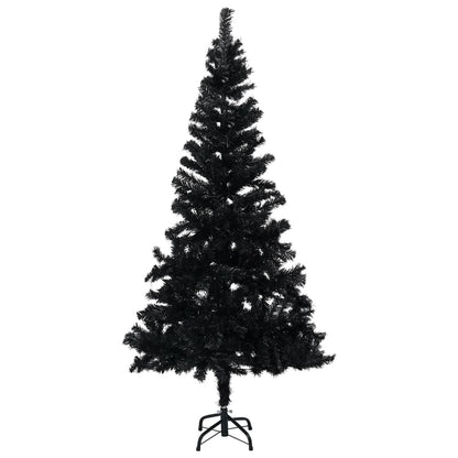 Künstlicher Weihnachtsbaum Beleuchtung & Kugeln Schwarz 210 cm