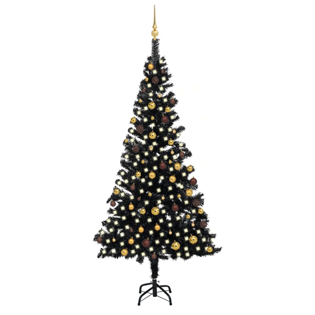 Künstlicher Weihnachtsbaum Beleuchtung & Kugeln Schwarz 240 cm