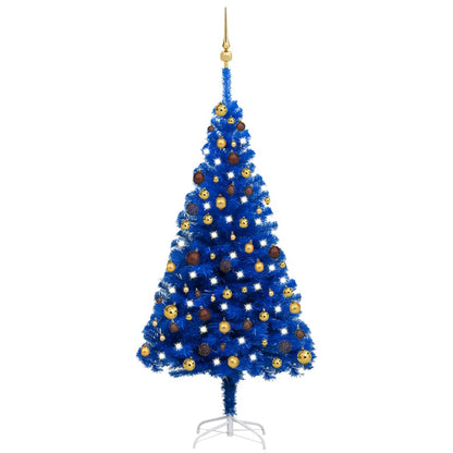 Künstlicher Weihnachtsbaum Beleuchtung & Kugeln Blau 150 cm