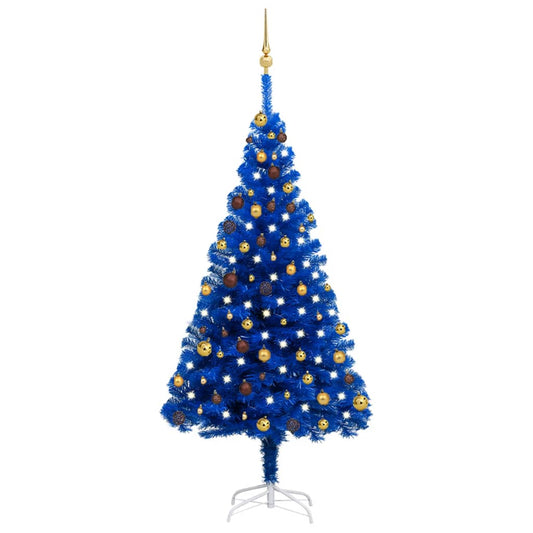 Künstlicher Weihnachtsbaum Beleuchtung & Kugeln Blau 180 cm